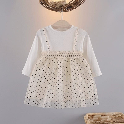 Dress clemira white polka-dress anak perempuan (only 3pcs)